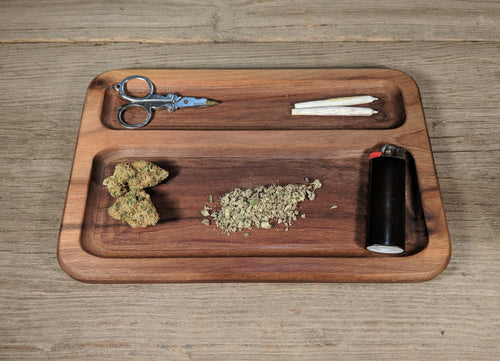 Cannabis Double Chamber Rolling Tray - 3/4