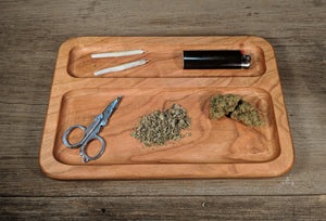 Cannabis Double Chamber Rolling Tray - 3/4" x 7" x 10 1/2"